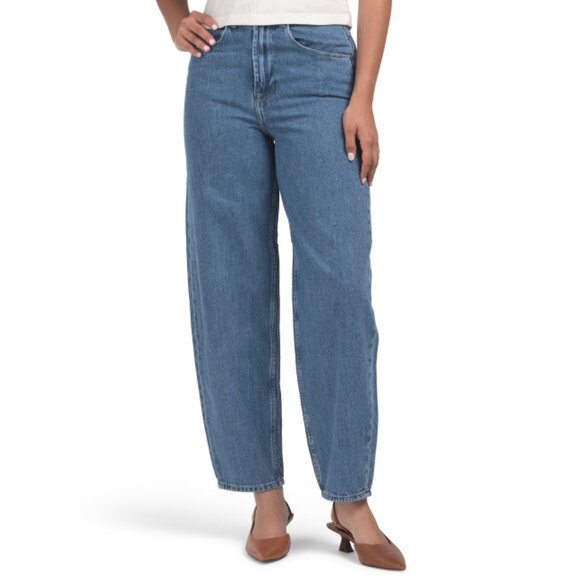 ICHI Medium Blue Wash Barrel Leg Jeans - Picture 1 of 2